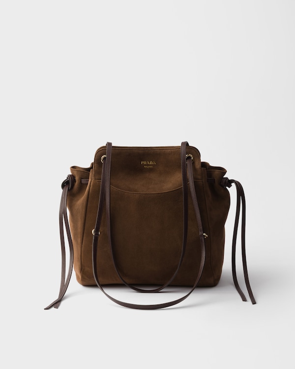 Prada Carry medium suede tote bag - Cocoa Brown Prada Carry medium suede tote bag - Cocoa Brown
