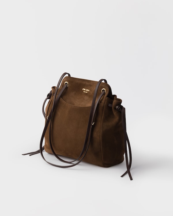 Prada Carry medium suede tote bag - Cocoa Brown Prada Carry medium suede tote bag - Cocoa Brown