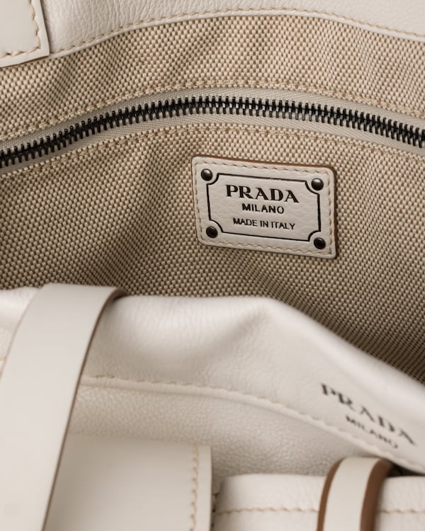 Prada Route 大号皮革托特包 - 粉笔白 Prada Route 大号皮革托特包 - 粉笔白
