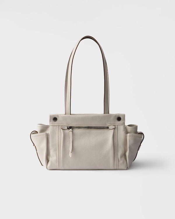 Prada Route medium leather tote bag - Chalk White Prada Route medium leather tote bag - Chalk White