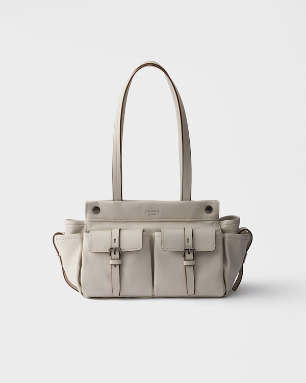 Prada Route medium leather tote bag - Chalk White Prada Route medium leather tote bag - Chalk White
