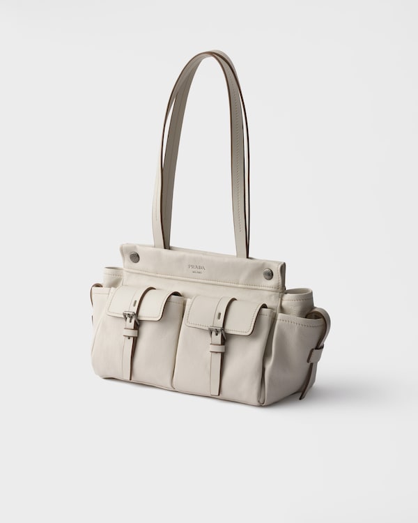 Prada Route medium leather tote bag - Chalk White Prada Route medium leather tote bag - Chalk White