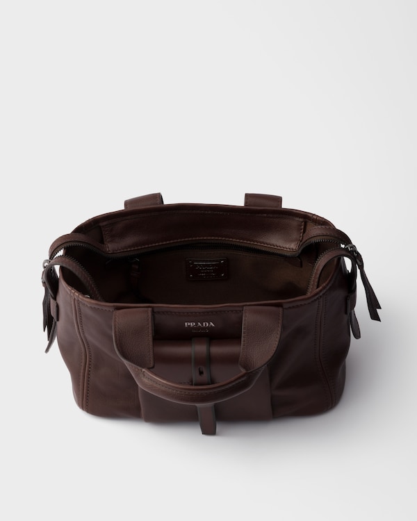 Prada Route 中号皮革手提包 - 可可棕 Prada Route 中号皮革手提包 - 可可棕