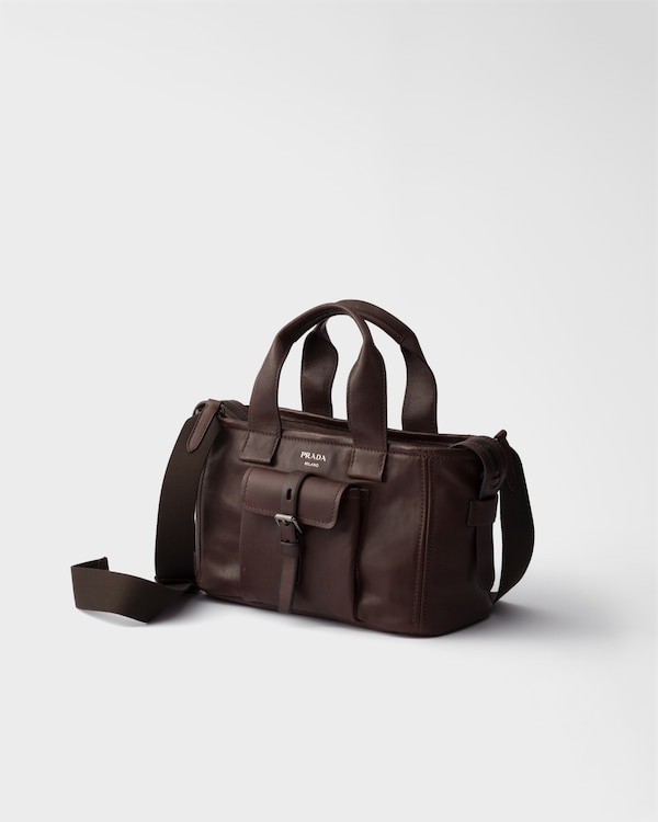 Prada Route 中号皮革手提包 - 可可棕 Prada Route 中号皮革手提包 - 可可棕