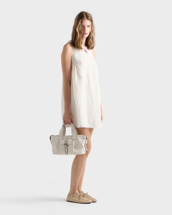 Prada Route medium leather tote bag - Chalk White Prada Route medium leather tote bag - Chalk White