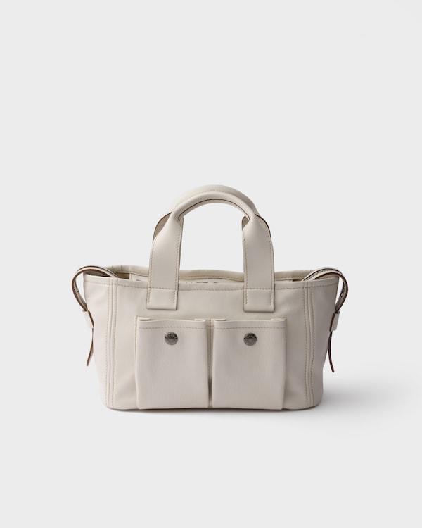 Prada Route medium leather tote bag - Chalk White Prada Route medium leather tote bag - Chalk White