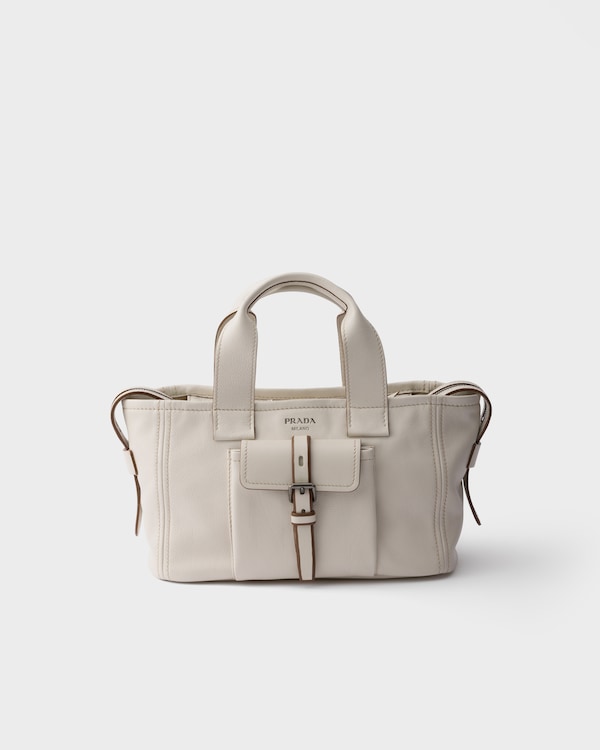 Prada Route medium leather tote bag - Chalk White Prada Route medium leather tote bag - Chalk White