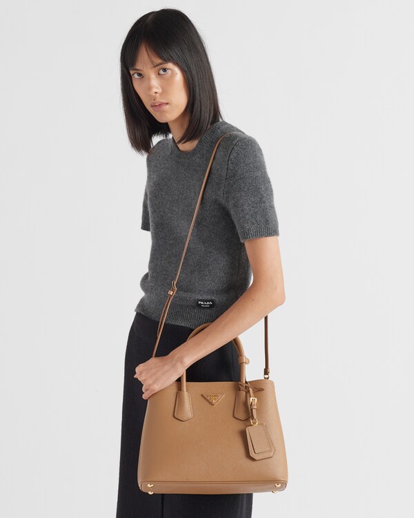 Prada Double medium Saffiano leather bag - Caramel Prada Double medium Saffiano leather bag - Caramel