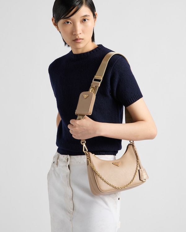 Prada Re-Edition 2005 Saffiano 三合一手袋 - 豆沙米色 Prada Re-Edition 2005 Saffiano 三合一手袋 - 豆沙米色