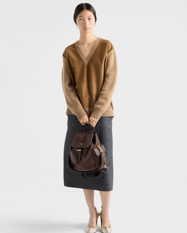 Prada Explore 中号软羊革双肩背包 - 赭褐色 Prada Explore 中号软羊革双肩背包 - 赭褐色