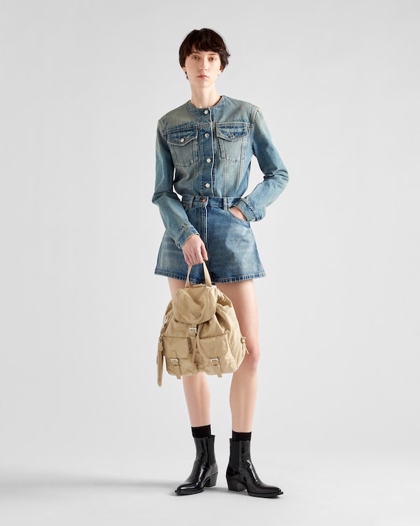 Re-Nylon中号双肩背包(配小袋) - 沙漠黄 Re-Nylon中号双肩背包(配小袋) - 沙漠黄