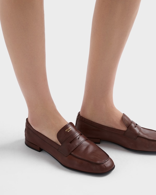 Shuffle antiqued leather loafers - Cognac Shuffle antiqued leather loafers - Cognac