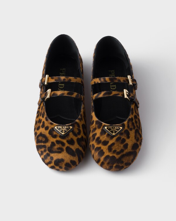 Printed leather ballerinas - Honey Printed leather ballerinas - Honey