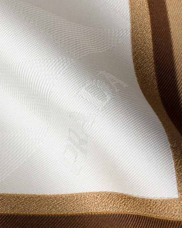 Printed silk twill jacquard scarf 55 - Chalk White/Camel Printed silk twill jacquard scarf 55 - Chalk White/Camel