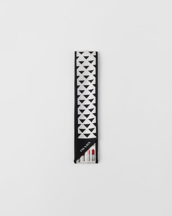 Printed silk twill skinny scarf - Black/White Printed silk twill skinny scarf - Black/White