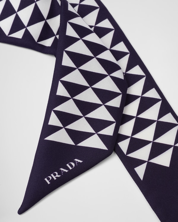 Printed silk tie - Navy Printed silk tie - Navy