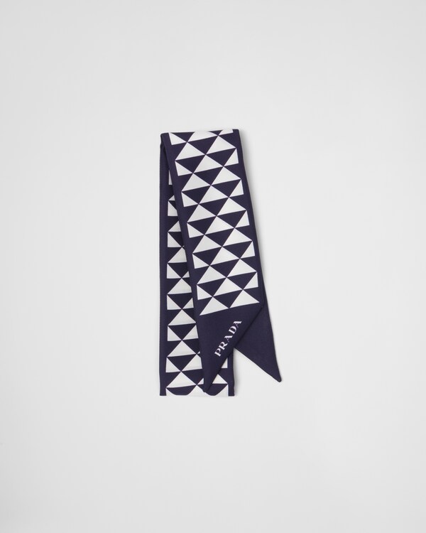Printed silk tie - Navy Printed silk tie - Navy