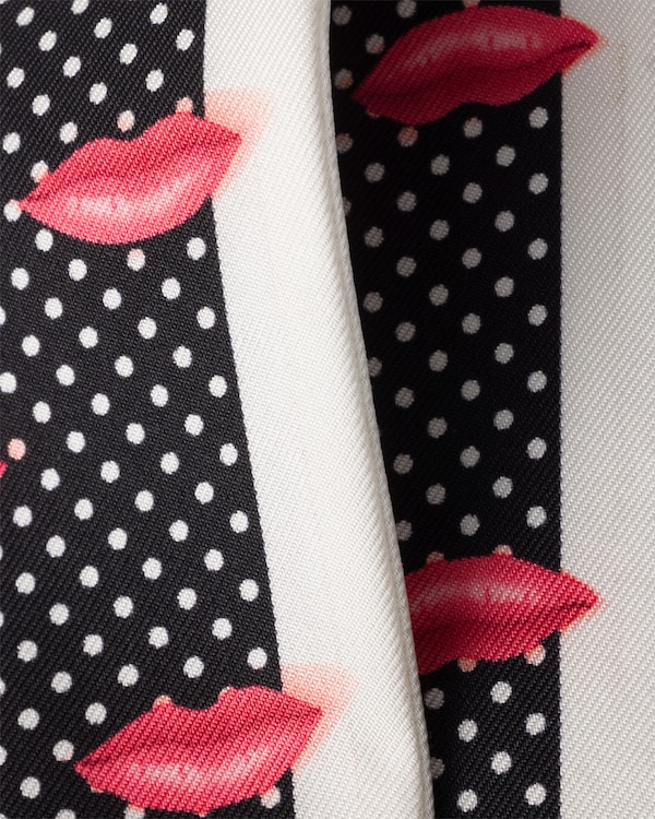 Printed silk twill skinny scarf - Black Printed silk twill skinny scarf - Black