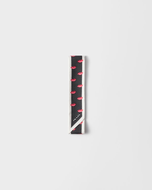 Printed silk twill skinny scarf - Black Printed silk twill skinny scarf - Black