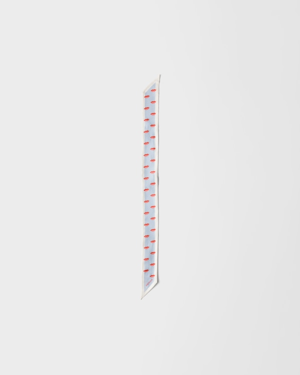 Printed silk twill skinny scarf - Light Blue Printed silk twill skinny scarf - Light Blue