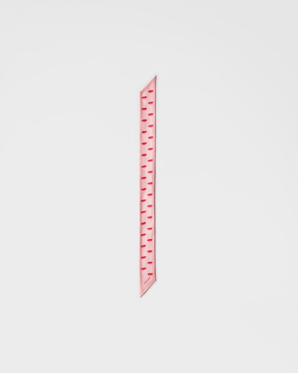 Printed silk twill skinny scarf - Alabaster Pink Printed silk twill skinny scarf - Alabaster Pink