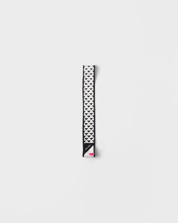 Printed silk twill skinny scarf - Black/White Printed silk twill skinny scarf - Black/White
