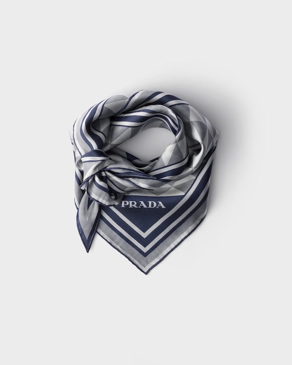 Printed silk scarf - Baltic Blue/Chalk Printed silk scarf - Baltic Blue/Chalk