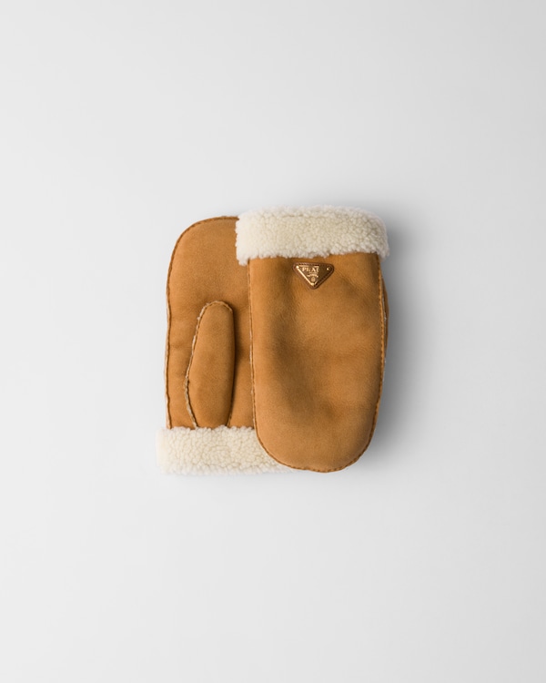 Suede sheepskin mittens - Honey Suede sheepskin mittens - Honey