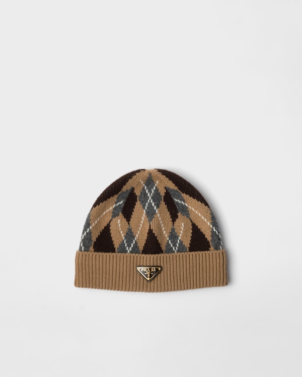 Argyle knit beanie - Camel Brown Argyle knit beanie - Camel Brown