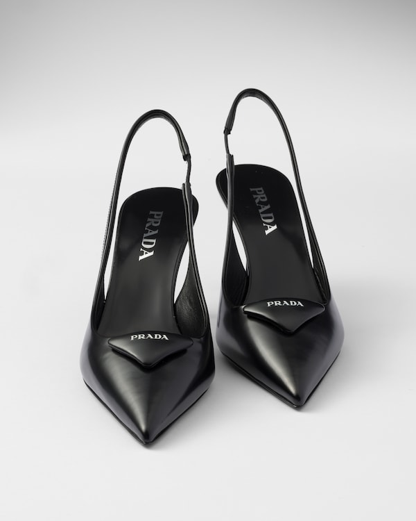 Brushed leather slingback pumps - Black Brushed leather slingback pumps - Black