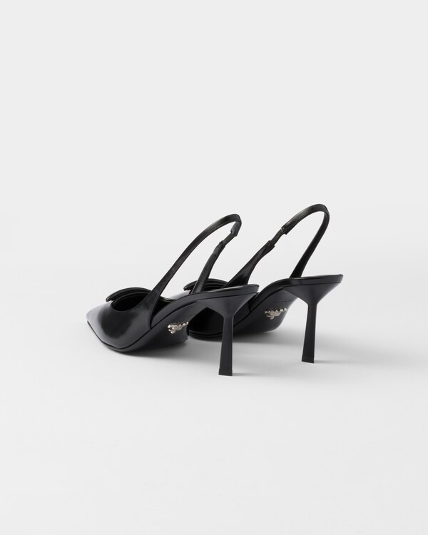 Brushed leather slingback pumps - Black Brushed leather slingback pumps - Black