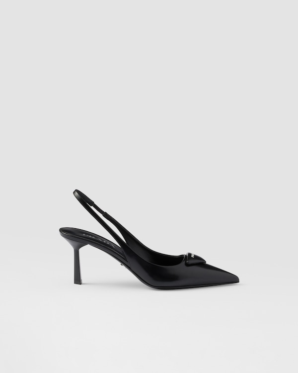 Brushed leather slingback pumps - Black Brushed leather slingback pumps - Black