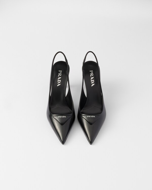 Brushed leather slingback pumps - Black Brushed leather slingback pumps - Black