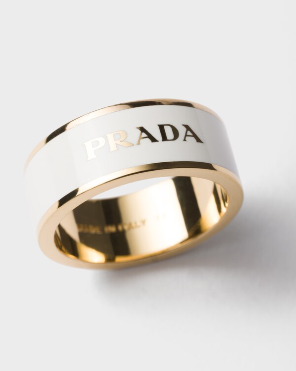 Enameled metal ring - White/Gold Enameled metal ring - White/Gold