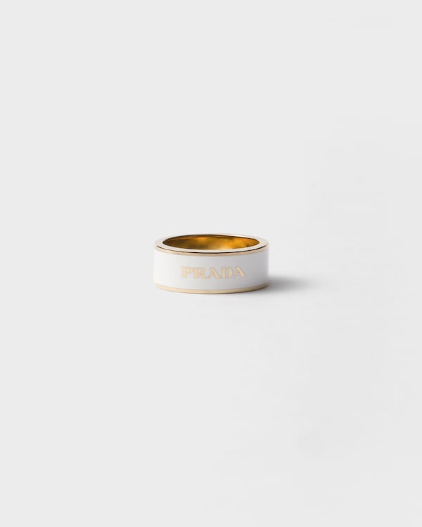 Enameled metal ring - White/Gold Enameled metal ring - White/Gold