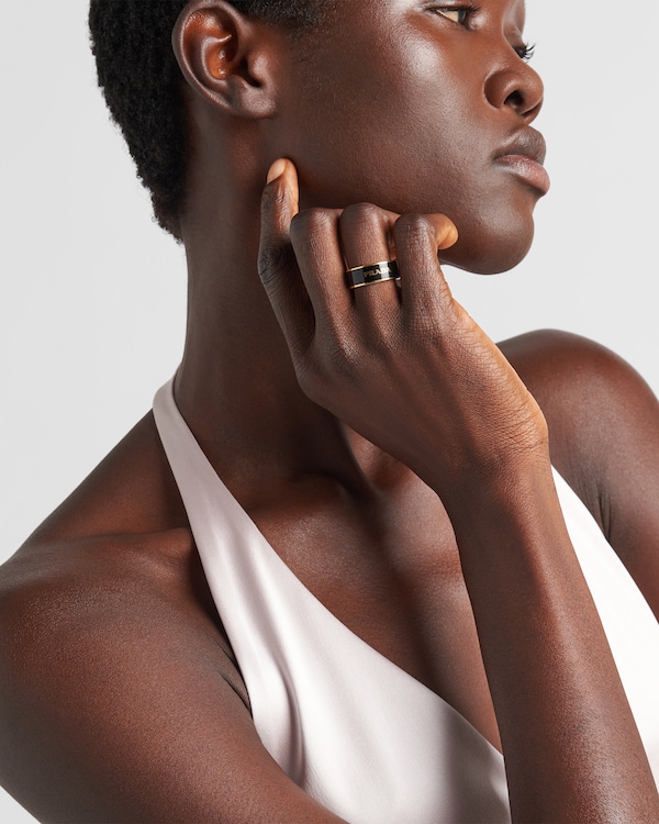 Enameled metal ring - Black/Gold Enameled metal ring - Black/Gold