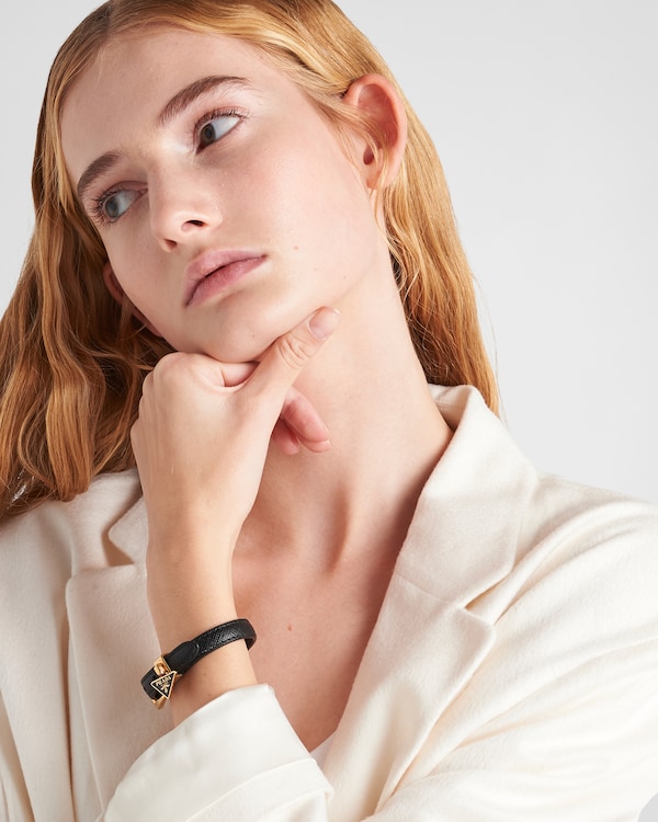 Saffiano leather bracelet - Black Saffiano leather bracelet - Black
