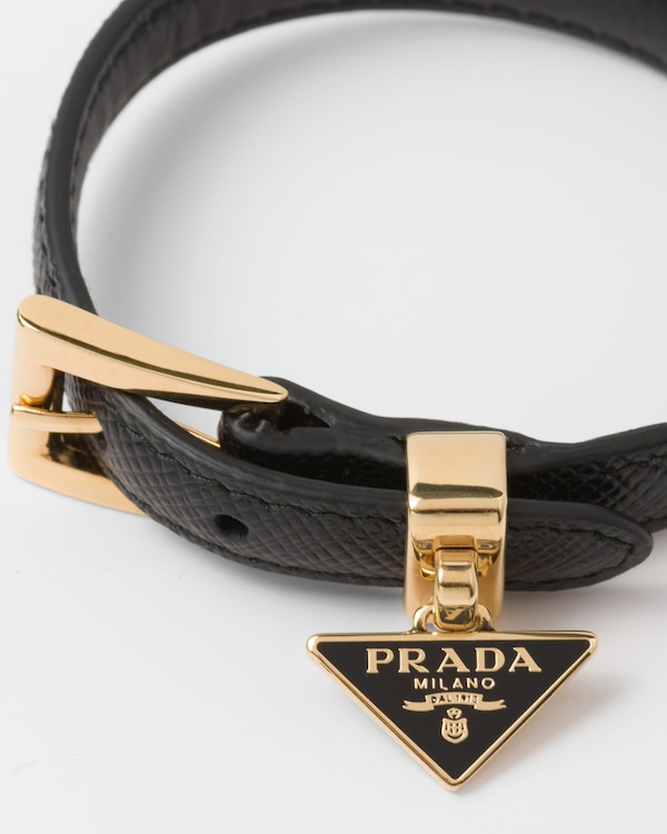 Saffiano leather bracelet - Black Saffiano leather bracelet - Black