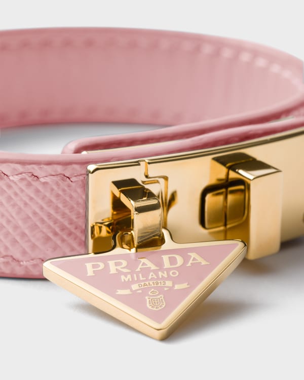 Saffiano leather bracelet - Peach Saffiano leather bracelet - Peach