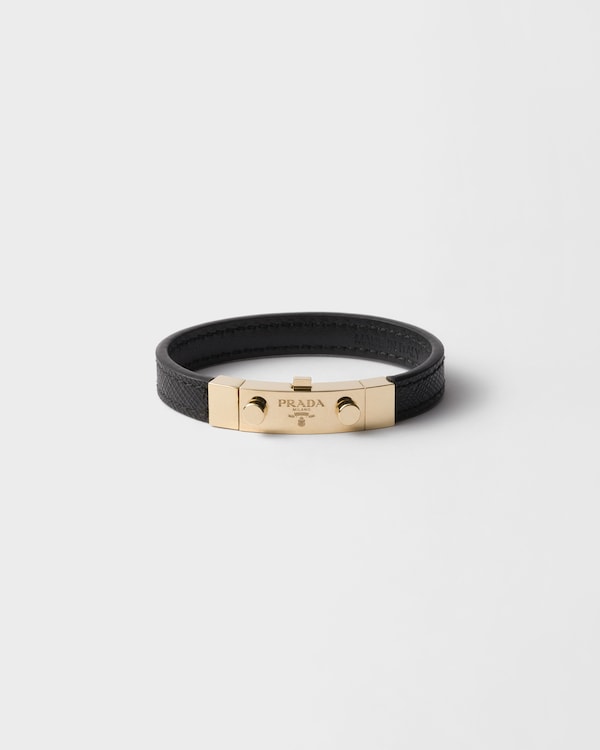 Saffiano leather bracelet - Black Saffiano leather bracelet - Black