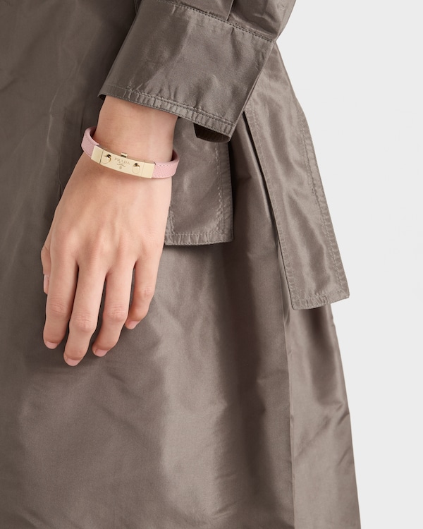 Saffiano leather bracelet - Peach Saffiano leather bracelet - Peach
