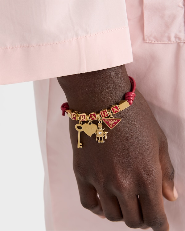 Nappa leather and metal bracelet - Red Nappa leather and metal bracelet - Red