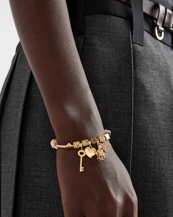 Nappa leather and metal bracelet - Powder Pink Nappa leather and metal bracelet - Powder Pink