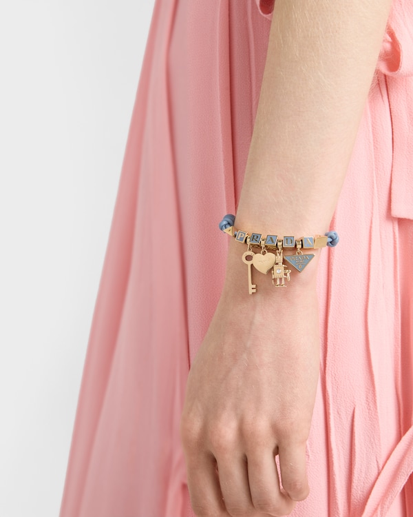 Nappa leather and metal bracelet - Astral Blue Nappa leather and metal bracelet - Astral Blue