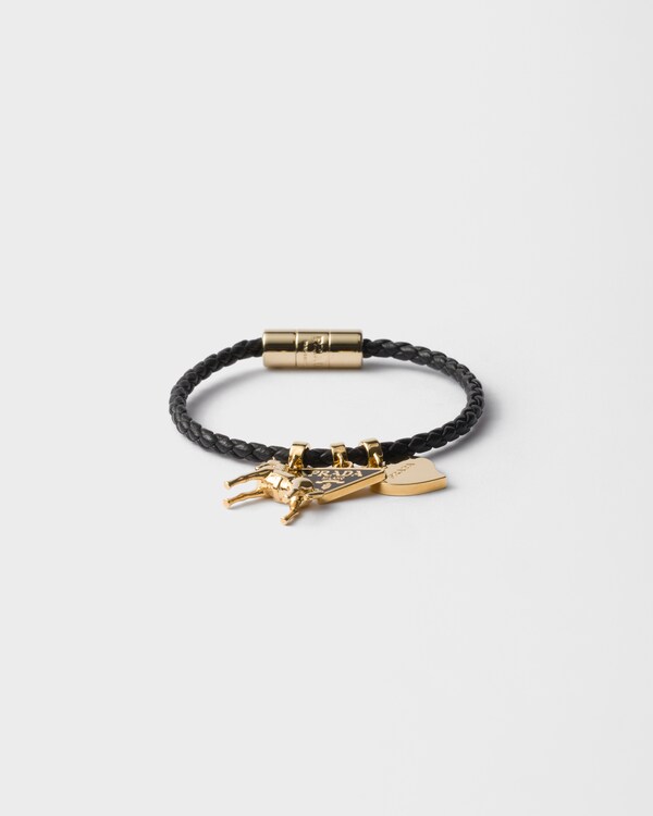 Braided nappa leather bracelet - Black Braided nappa leather bracelet - Black
