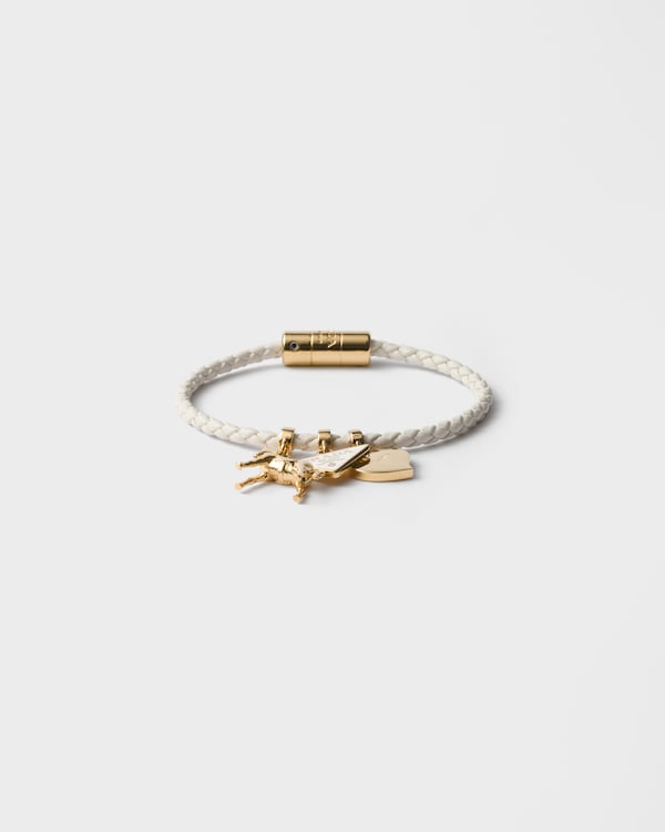 Braided nappa leather bracelet - White Braided nappa leather bracelet - White
