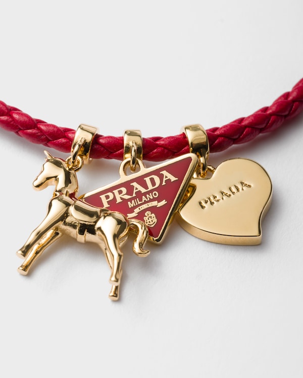 Braided nappa leather bracelet - Red Braided nappa leather bracelet - Red