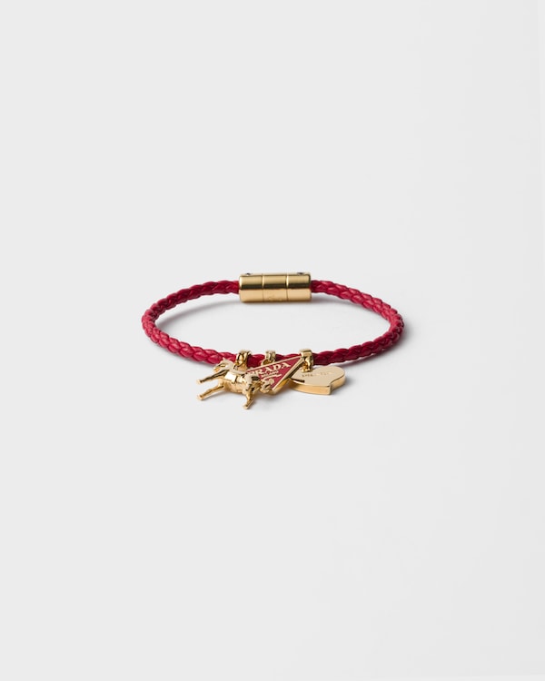 Braided nappa leather bracelet - Red Braided nappa leather bracelet - Red