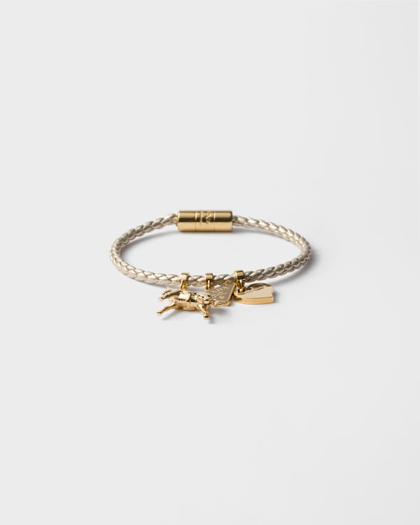 Braided nappa leather bracelet - Pyrite Braided nappa leather bracelet - Pyrite