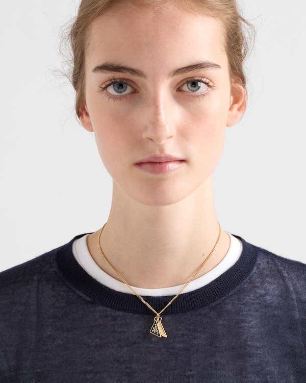Enameled metal necklace - Gold/Black Enameled metal necklace - Gold/Black